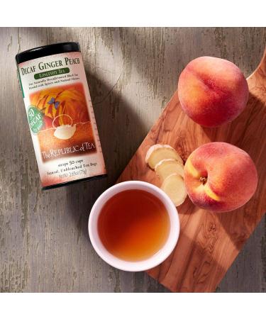 The Republic of Tea Decaf Ginger Peach Black Tea Tin - 50 Tea Bags - Buy Online on GoSupps.com
