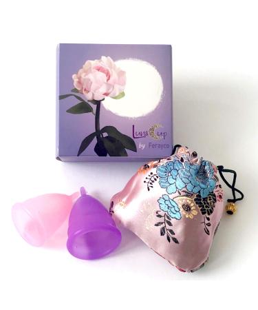 Luna Cup Menstrual Cups Set of 2 Period Cups, 1 Large 1 Small with 1 Storage Bag