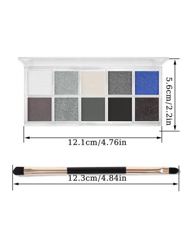 10-Color Smokey Eyeshadow Palette with Gray Silver Glitter & Blue Cool Tones - Long-Lasting & Waterproof Eye Makeup Kit with Advanced Brush - Buy Online on GoSupps.com