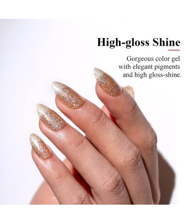 Imtiti Glitter Gel Nail Polish - 0.5 Fl Oz Champagne Gold 3-in-1 Kit for Salon-Quality Manicures - Buy Online on GoSupps.com