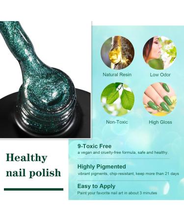 INPING 6-Piece Green Gel Nail Polish Set - Metallic & Sparkle Glitter Shades - Soak Off UV/LED - Nail Art Manicure Kit - Buy Online on GoSupps.com