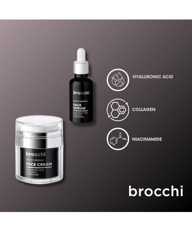 Brocchi | Hyaluronic Acid Face Cream & Serum Set Deep Hydration Revitalizing Enhanced Elasticity Collagen Niacinamide - Buy Online on GoSupps.com