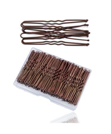 200 PCS Bobby Pins for Thick Hair U Shaped Hair Pins Hair Grips for Buns Secure Hold Girls Women Styling Pins with Storage Box Hair Decoration Hairdressing Salon Home Use Brown