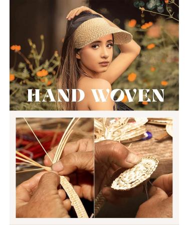 Women's Handmade Ivory Straw Sun Hat, Beach Hat, and Visor Collection - Buy Online on GoSupps.com