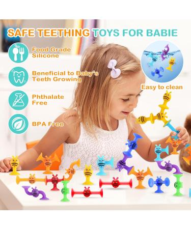 Sensory Silicone Suction Toys for Kids | 38 Pcs Building & Montessori Toy Set | Stress Relief & Travel Easter Gift | Ages 3-7 - Buy Online on GoSupps.com