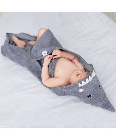 COOKY.D Bamboo Hooded Baby Bath Towel - Toddler Wearable Blanket - Shark Design - 75x75cm - Buy Online on GoSupps.com
