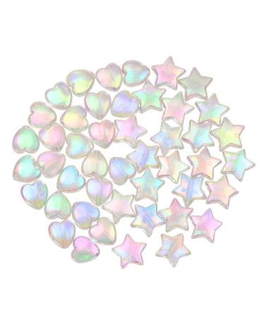Tupalizy 100PCS Mini Acrylic Beads 9mm Heart Charms and 11mm Star Beads for Jewelry Making Bracelets Necklaces Earrings Key Chains Accessories DIY Crafts Valentine Christmas Birthday Gifts (White)