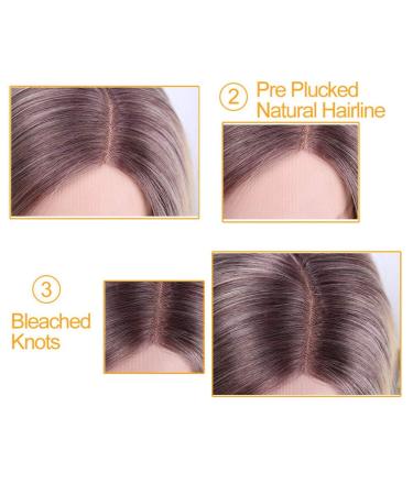 HBINGBING Ombre Blonde Bob Lace Wig - Short Straight Heat Resistant Fiber for Women | International Shipping - Buy Online on GoSupps.com