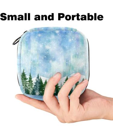 Portable Women's Binding Bags | Menstrual Cup & Tampon Bags for Teens | Multicolored Winter Landscape - Buy Online on GoSupps.com