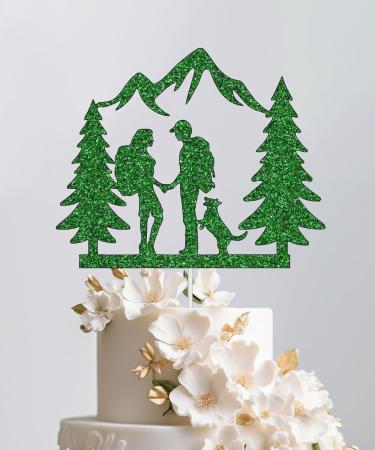 Personalize Pro Couple In The Mountains Cake Topper Double Sided Green Glitter Forest Theme Cake Topper The Couple With Dog At Outdoor Wedding Wedding Cake Toppers Hiking Wedding Cake Topper Couple In The Mountains Green - Buy Online on GoSupps.com