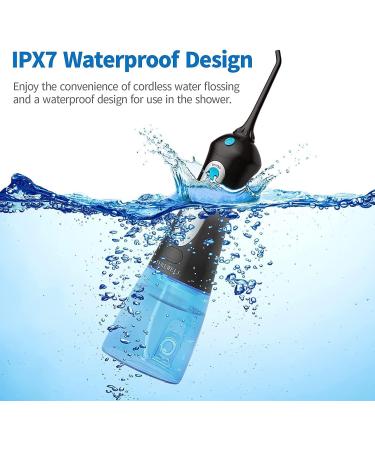 TUREWELL FC1592 Water Flosser for Teeth - Cordless, 300ML Water Tank, Portable Oral Irrigator, IPX7 Waterproof, 3 Modes, 4 Jet Tips - Black - Buy Online on GoSupps.com
