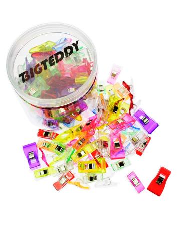 BIGTEDDY - 100pcs 2 Sizes Multipurpose Sewing Clips for Quilting and Binding Hem Making w/Case Assorted Colors Set of 100 Tools