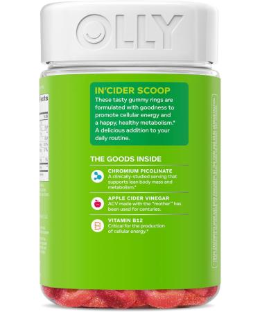 OLLY Metabolism Gummy Rings Metabolism and Cellular Energy Chewable Supplement * Apple Cider Vinegar Vitamin B12 Chromium Picolinate Apple Flavored 60 Day Supply - 60 Count 60 Count (Pack of 1) - Buy Online on GoSupps.com