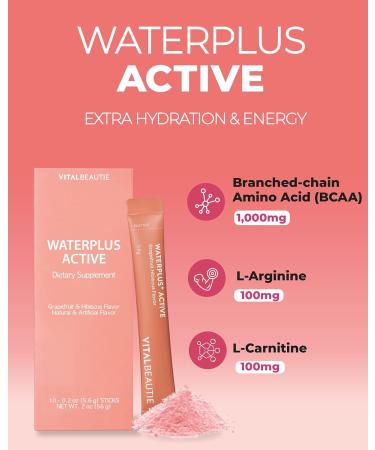 Waterplus Active Vegan Electrolyte Drink Mix - BCAA L-Arginine & L-Carnitine - 10 Sticks (Grapefruit & Hibiscus) by AMOREPACIFIC | International Shipping Available - Buy Online on GoSupps.com