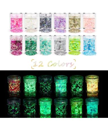12 Colors Glitter Set | Fluorescent & Holographic Sequins for Festival Decor Crafting & Nail Art - 96g Total - Buy Online on GoSupps.com