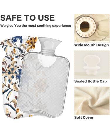 NAANLE Hot Water Bottle with Cover - Dotted Striped Floral | 1L Pain Relief & Therapy - Perfect for Bed & Foot Warmth - Buy Online on GoSupps.com
