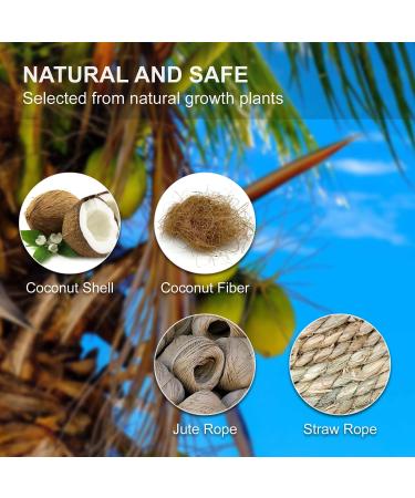 MISS FIRE Coconut Woven Bird House | Natural Coconut Cage with Cover for Parrot, Hamster, Squirrel, Rat, Lovebird, Finches - Buy Online on GoSupps.com