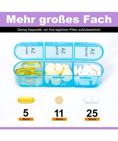 7-Day Pillbox with 3 Compartments | Weekly Medication Organizer | German Design - Purple Case - Buy Online on GoSupps.com