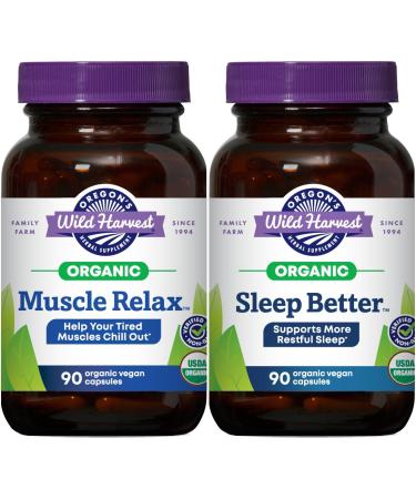 Oregon's Wild Harvest Muscle Relax and Sleep Better USDA Organic Herbal Capsules Bundle