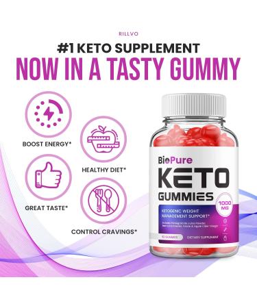 BioPure Keto ACV Gummies - 3 Pack Dietary Supplement with B12 and Beet Root Juice for Men and Women - 180 Gummies - Buy Online on GoSupps.com