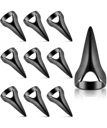 10 Pieces Hair Parting Selecting Sectioning Tool Ring Stitch Tool for Braids Retro Nail Finger Cosplay Metal Ring for Hair Braiding Curling Styling Hair Extension Quick Installation (Black)