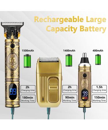 Saoilli Professional Hair Trimmer Set - Cordless Barber Clippers for Men - T-Blade Beard Trimmer & Nose Hair Trimmer - Electric Shaver Razor for Hair Cutting & Grooming - Bronze - Buy Online on GoSupps.com