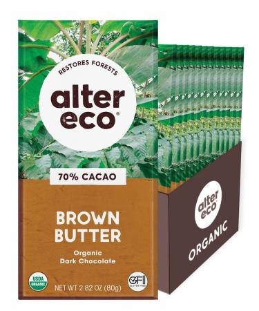 Alter Eco Organic Chocolate Bar Deep Dark Salted Brown Butter 70% Cocoa 2.82 oz (80 g)