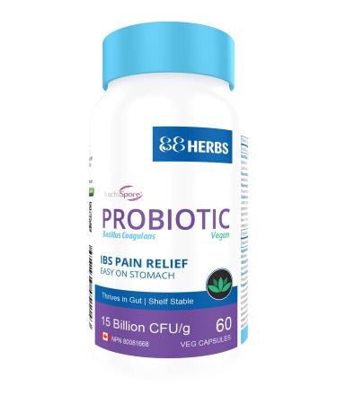 Probiotic Bacillus Coagulans IBS Management Premium Grade Lactospore -Vegan High Survivability in Gut Shelf Stable 60 caps