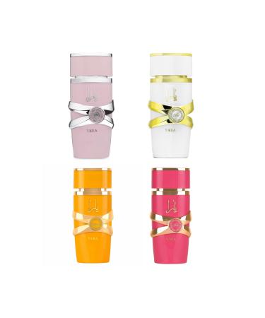 Unisex 4 Piece (Yara Eau de Parfum Gift Set) (Pink Yara + Yara Moi + Oranage Yara Tous + Yara Candy) 3.4OZ