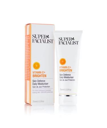 Super Facialist - Vitamin C + Brighten Skin Defence Daily Moisturiser Face Cream For Skin Radiance & Moisture Contains Hyaluronic Acid Vegan Friendly 75ml Vitamin C Day Cream