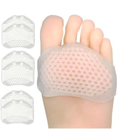 Metatarsal Pads Women Men 6 Pack, Reusable Gel Ball of Foot Cushion for Women High Heels, Foot Pads for Pain Relief for Shoes Pads, Bunion Forefoot Pads, Foot Cushion for Ball of Feet Transparent