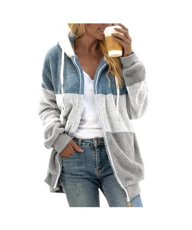 Hanxiulin plush jacket oversize warm lined fleecemantel fleece jacket women windproof coat thick light outdoor lightweight quilted coat outerwear premium coat l gray