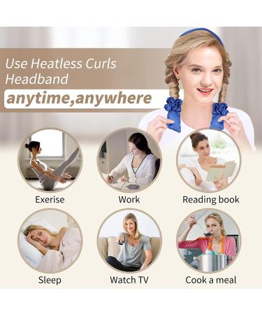 Blue Heatless Hair Curler Headband for Overnight Curls - Satin & Cotton Rod with Claw Clip for Long Hair - Women's Heatless Curling Rollers - Buy Online on GoSupps.com