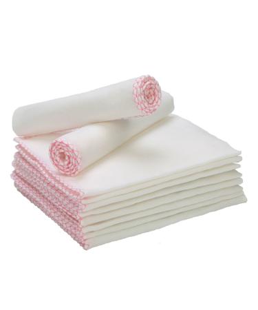 Panlom Pack 20 Eco Friendly Muslin Face Cloths Soft Cotton Reusable Facial Cleansing Cloths Remover Face Muslin Pack Pink Edge 20 Count (Pack of 1) - Buy Online on GoSupps.com