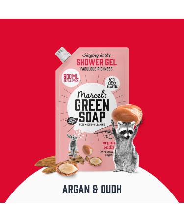 Marcel's Green Soap Marcels Green Soap Refill with Argan & Oudh shower gel Washing lotion 100 environmentally friendly 100 vegan 97 biodegradable 500 ml - Buy Online on GoSupps.com