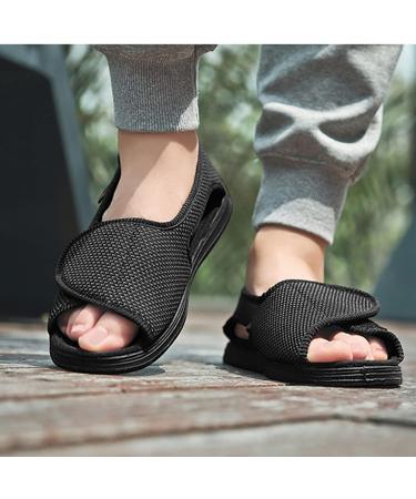 ZXAY Men's Extra Wide Open Toe Diabetic Recovery Slippers in Black - Size 45 (Men 9.5/Women 10.5) - Buy Online on GoSupps.com