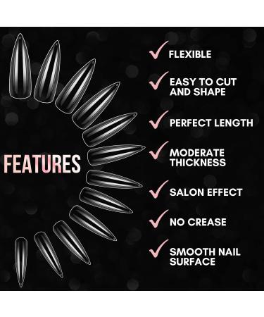 Makartt 240Pcs Soft Gel Full Cover Nail Extensions Kit | XXL Stiletto Nail Tips | Press on Nails with Glue and File - Buy Online on GoSupps.com