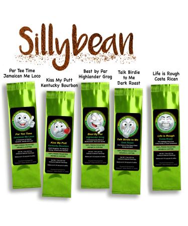 Sillybean Golf Lovers Coffee Gift Basket - 5 Fun Gourmet Coffee Flavors for Golfers | Fresh Roasted Beans with Golfing Names | Gift Box Included - Buy Online on GoSupps.com