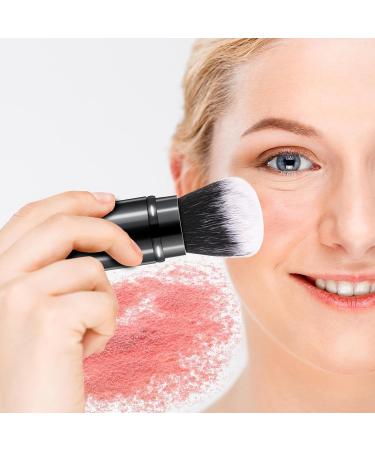 Retractable Kabuki Face Brush - Angled Foundation & Travel Makeup Brush with Cover | Flawless Blush & Bronzer Applicator for Liquid & Cream - Buy Online on GoSupps.com