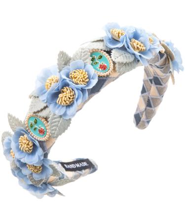 amangul Pastoral Style Flower Shape Headband Spring Camping Photography Hair Hoop Temperament Headband for Girl Decorative(Blue One Size)