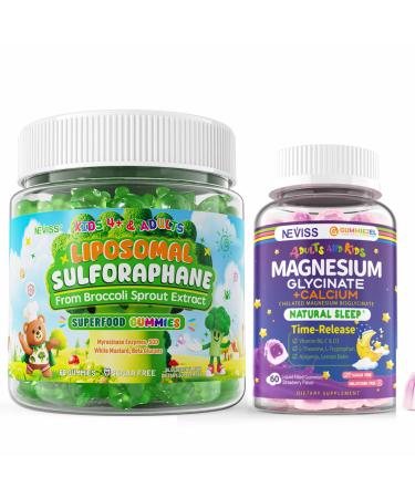 2pack Liposomal Sulforaphane Gummies + 1pack Magnesium Glycinate + Calcium for Kids 4+ & Adults