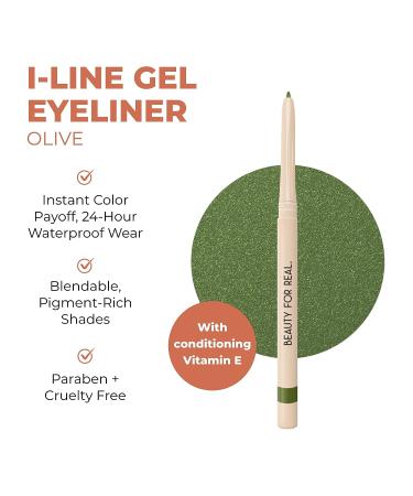 Beauty For Real I-Line 24-7 Eyeliner in Olive with Gold Shimmer, Waterproof Gel Formula, Safe for Sensitive Eyes - 0.01 oz - Buy Online on GoSupps.com