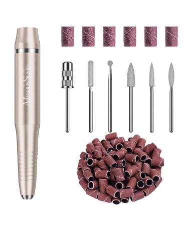 MELODYSUSIE Silvia Nail Drill Electric Nail Files 20000RPM for Beginners USB Portable Compact Efile Professional Electric Nail Drill Manicure Pedicure Set for Acrylic Nails and Gel Nails (A-Gold)