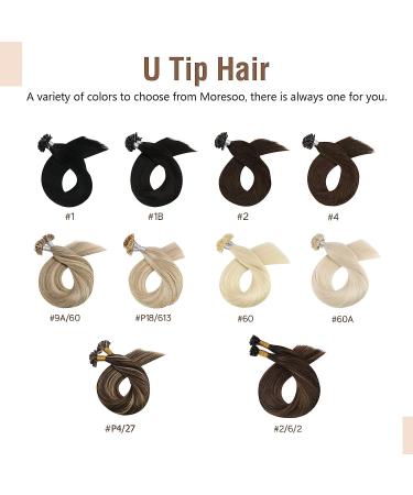 Moresoo Real Hair Extensions - 1g Remy U Tip Keratin Bondings Dark Brown #4 50g 45 cm - Premium Pre-Bonded Hair Extensions - Buy Online on GoSupps.com