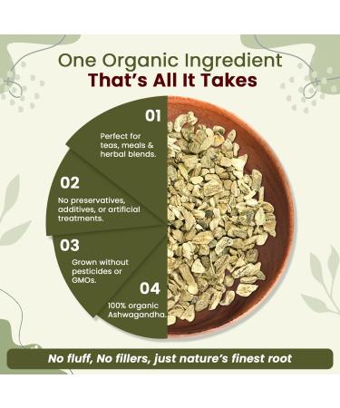 Organic Way Ashwagandha Root Cut & Sifted (Withania Somnifera) - Organic & Kosher Certified | Vegan Non GMO & Gluten Free | USDA Certified | Origin - India (1/2LBS / 8Oz.) 8 Ounce (Pack of 1) - Buy Online on GoSupps.com