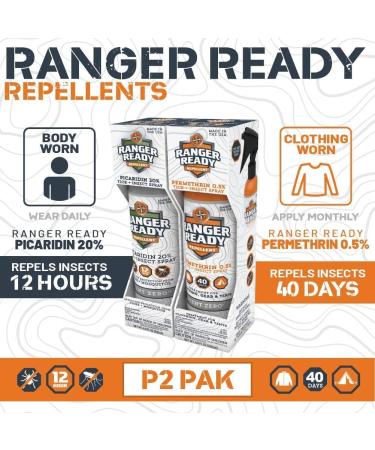 Ranger Ready P2Pak Permethrin + Picaridin Tick & Insect Repellent 8 Fl Oz (Pack of 2) - Scent Zero - Buy Online on GoSupps.com