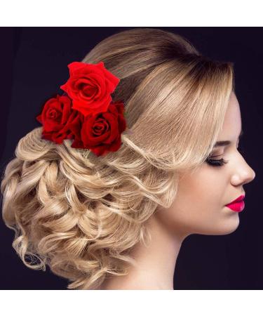 4pcs Rose Hair Clips for Women | Elegant Hair Accessories for Weddings & Flamenco Dancers - Buy Online on GoSupps.com