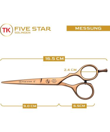 Five Star Solingen Gold-Line Offset Professional 6 Extra Sharp Rose Gold Hairdressing Scissors - Perfect for Men Women Salons & Kids - Rustproof & Ideal for Fine and Strong Hair - Buy Online on GoSupps.com