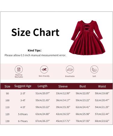 Miipat Baby Girls Velvet Dress | Toddler Long Sleeve Winter Princess Dress | Elegant Kids Birthday Party Wedding Outfit | Red, 2-3 Years - Buy Online on GoSupps.com
