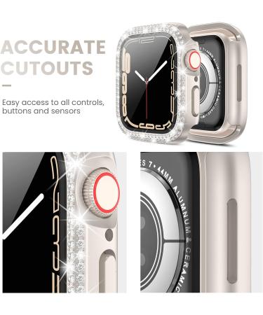  3Pack Tensea for Apple Watch Screen Protector Case Series 8 & 7 41mm Accessories iWatch Hard PC Diamond Bumper Case Built-in Tempered Glass Film Protective Bling Face Cover for Women Girls (41 mm) for 41mm only Clear/Pink Gold/Starlight - Buy Online on GoSupps.com